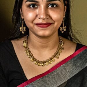 Handcrafted Odisha Tribal Dhokra Spiral Necklace with Earrings – Lalita - Black