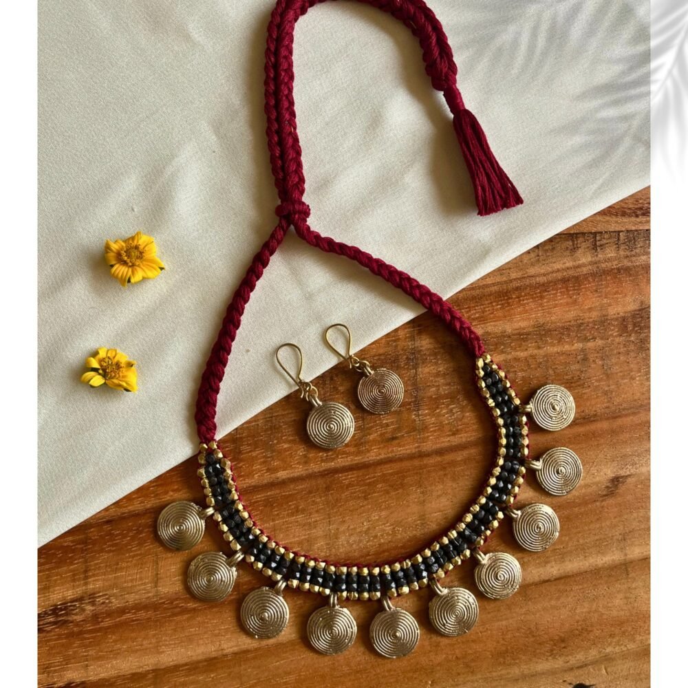 Pure Handmade Dhokra Jewellery with Earring (SB5/2129) - Image 2