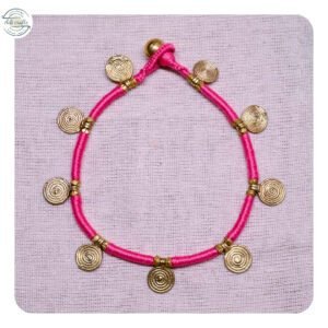 Handcrafted Odisha Tribal Dhokra Anklet (Payal) – Puspa - Pink, 1 Pair