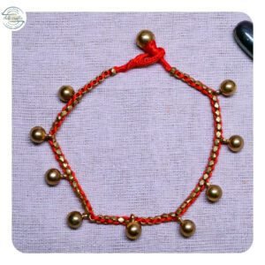 Handcrafted Odisha Tribal Dhokra Anklet (Payal) – Jaya - Red, 1 Piece