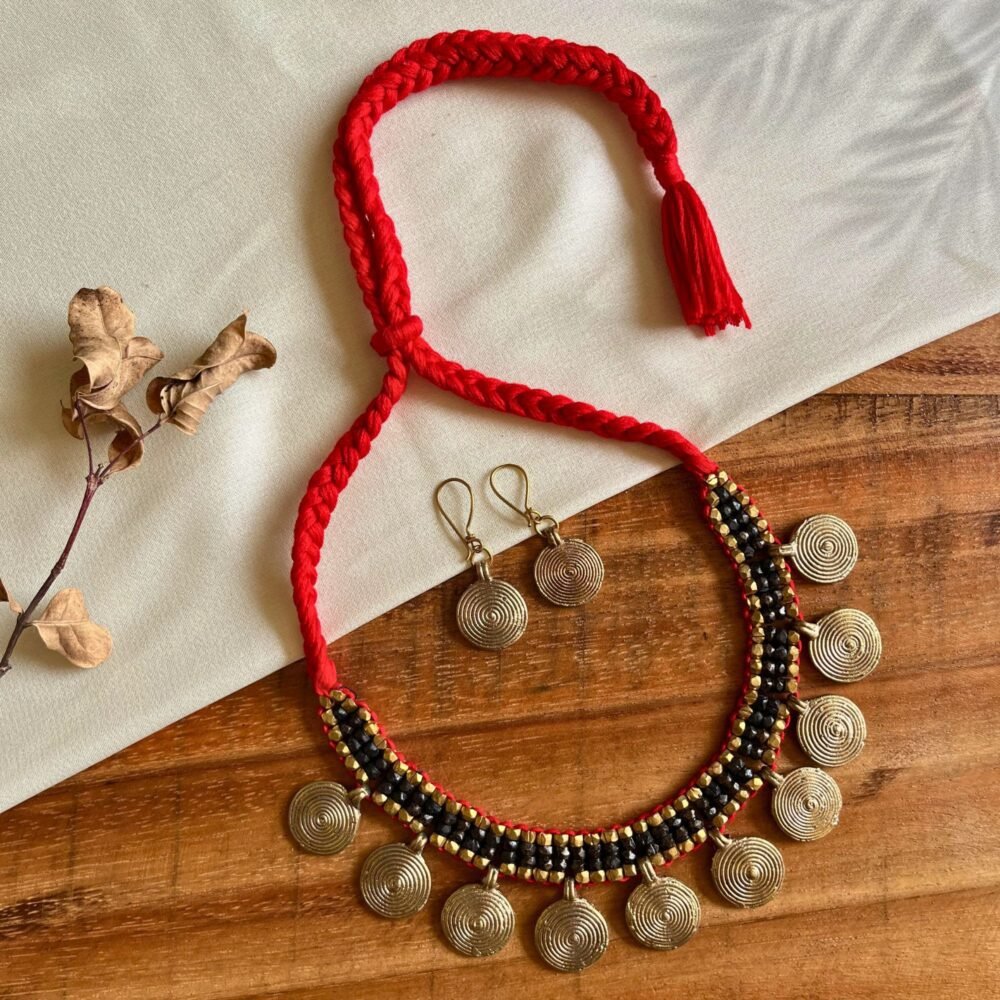 Pure Handmade Dhokra Jewellery with Earring (SB5/2129) - Image 4