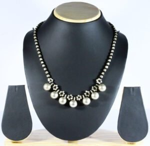 Handcrafted Odisha Tribal Dhokra Silver Ball Necklace – Hema - Black