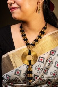 Handcrafted Odisha Tribal Dhokra Pendant Necklace with Earrings – Gauri - Black