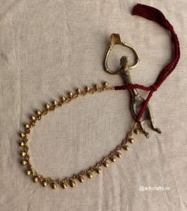 Handcrafted Odisha Tribal Dhokra Ghungroo Drop Necklace with Earrings – Kuni - Maroon