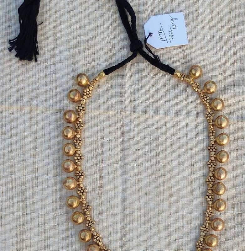 Handcrafted Odisha Tribal Dhokra Ghungroo Drop Necklace with Earrings – Kuni - Black