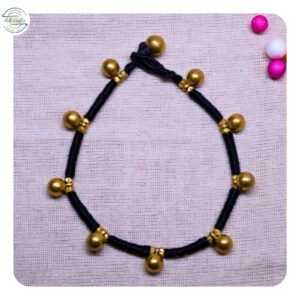 Handcrafted Odisha Tribal Dhokra Anklet (Payal) – Puspa - Black, 1 Piece