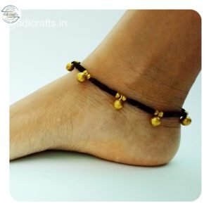 Handcrafted Odisha Tribal Dhokra Anklet (Payal) – Puspa - Black, 1 Pair