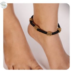 Handcrafted Odisha Tribal Dhokra Anklet (Payal) – Kusum - Black, 1 Piece