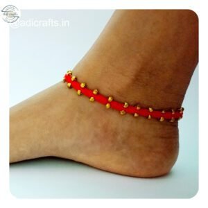 Handcrafted Odisha Tribal Dhokra Anklet (Payal) – Rina - Red, 1 Piece