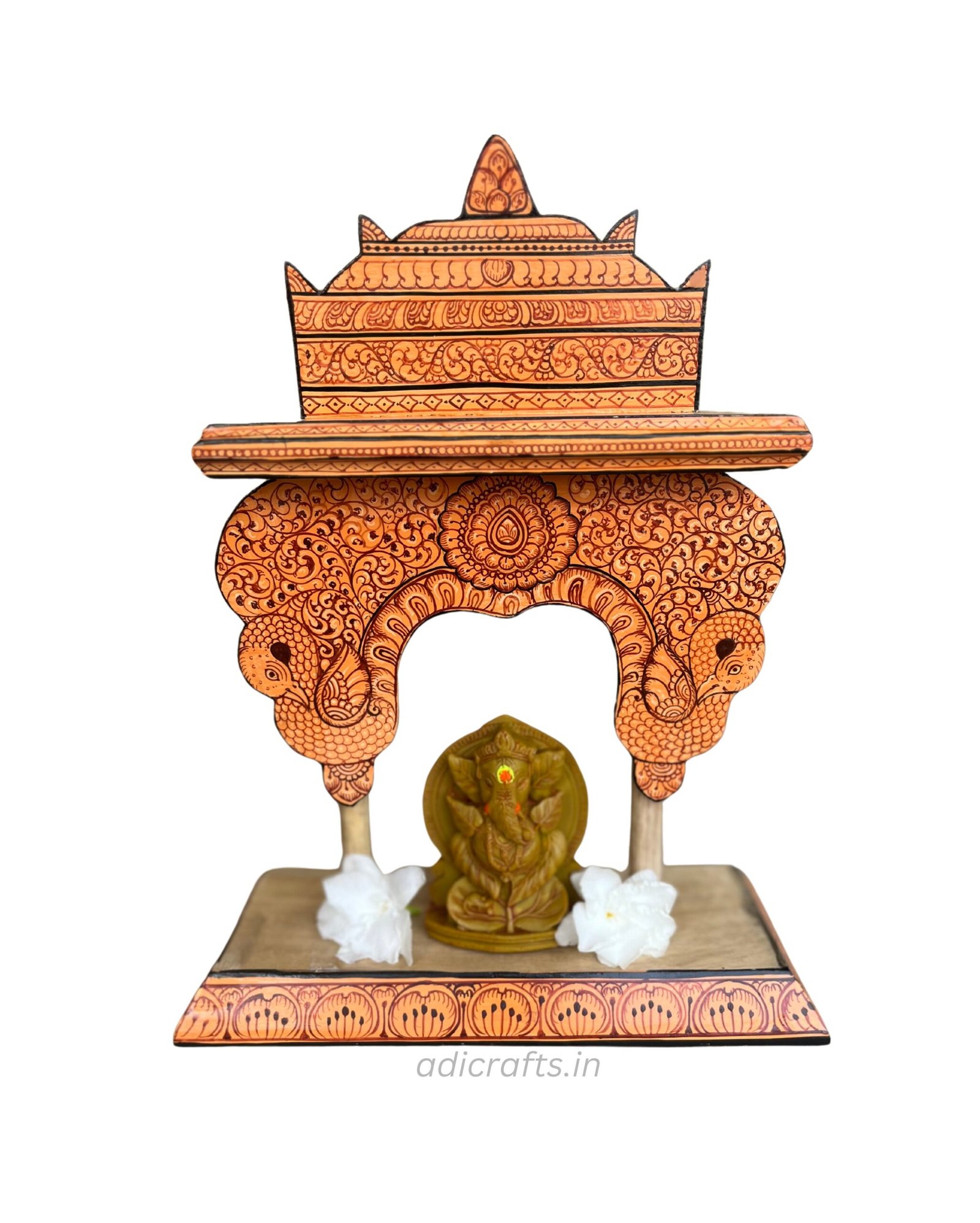 <font size="4px"><b>Handcrafted and Hand-Painted (Pattachitra) Wooden Small Temple/Pooja Khatuli/Wooden Mandap 006</font>