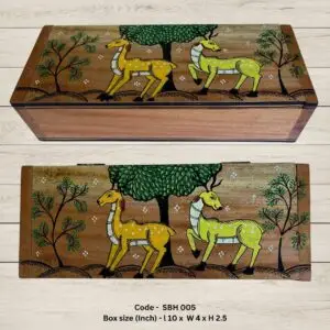 Wooden Multipurpose Box with Handpainted (Pattachitra) Painting (SBH005)