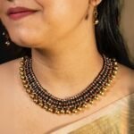 Pure Handmade Brass Beaded Choker Dhokra Jewellery with Earring (CH 2113B&C)