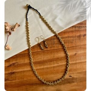 Handcrafted Odisha Tribal Dhokra Link Necklace with Earrings – Hema - Black