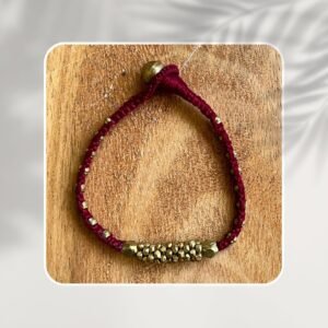 Handcrafted Odisha Tribal Dhokra Craft Bracelet – Devi - Maroon