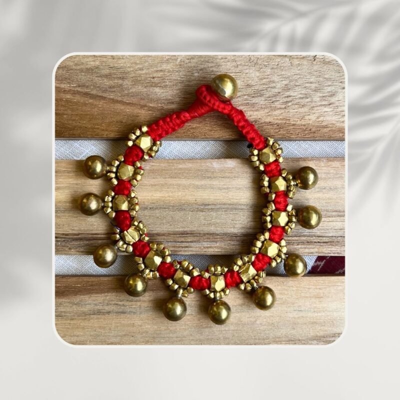 Handcrafted Odisha Tribal Dhokra Craft Bracelet – Rina - Red