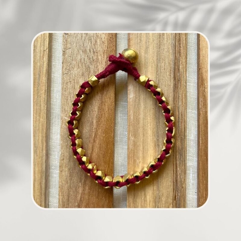 Handcrafted Odisha Tribal Dhokra Craft Bracelet – Devi - Maroon