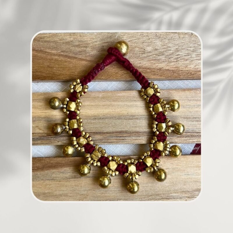 Handcrafted Odisha Tribal Dhokra Craft Bracelet – Rina - Maroon