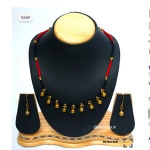 Handcrafted Odisha Tribal Dhokra Ghungroo Drop Necklace with Earrings – Kuni - Black